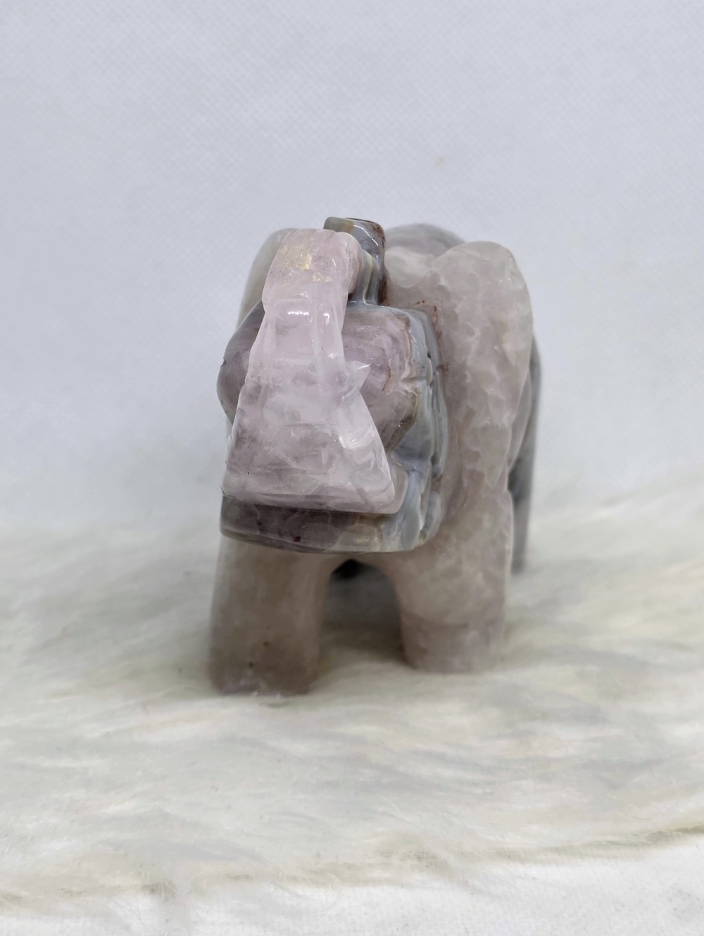 Crazy Lace Agate Amethyst Elephant Carving Large Banded Druzy Crystal Decor - Picture 4 of 8